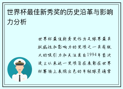 世界杯最佳新秀奖的历史沿革与影响力分析